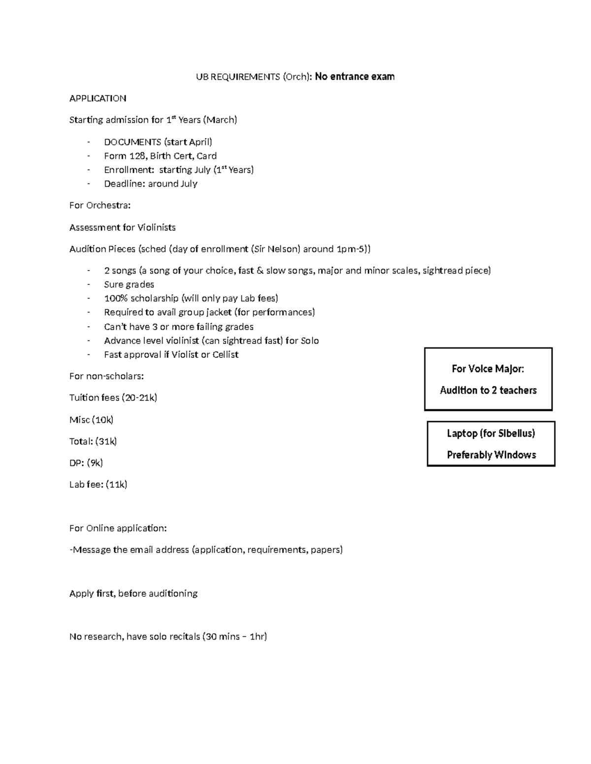 UB Requirements for Orchestra Admission: Essential Details and Steps ...