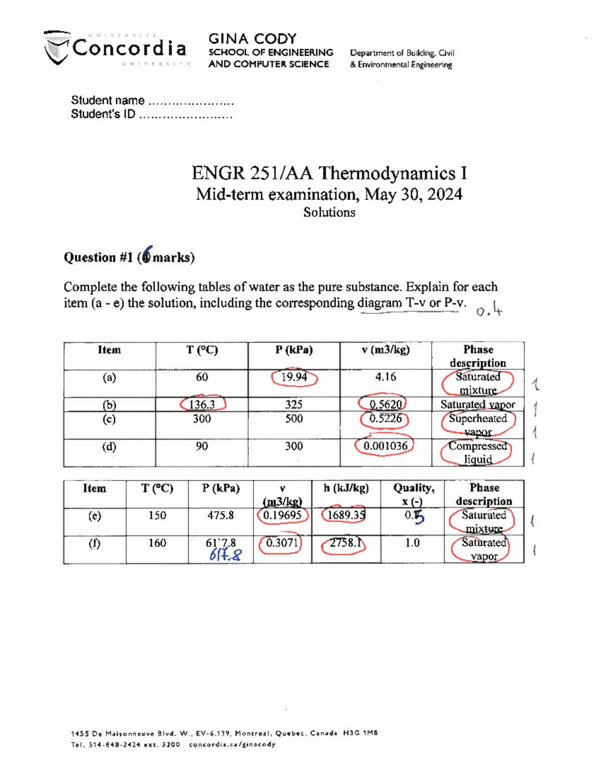 ENGR 251 - Midterm Exam Solutions - Thermodynamics I - June 2024 - Studocu
