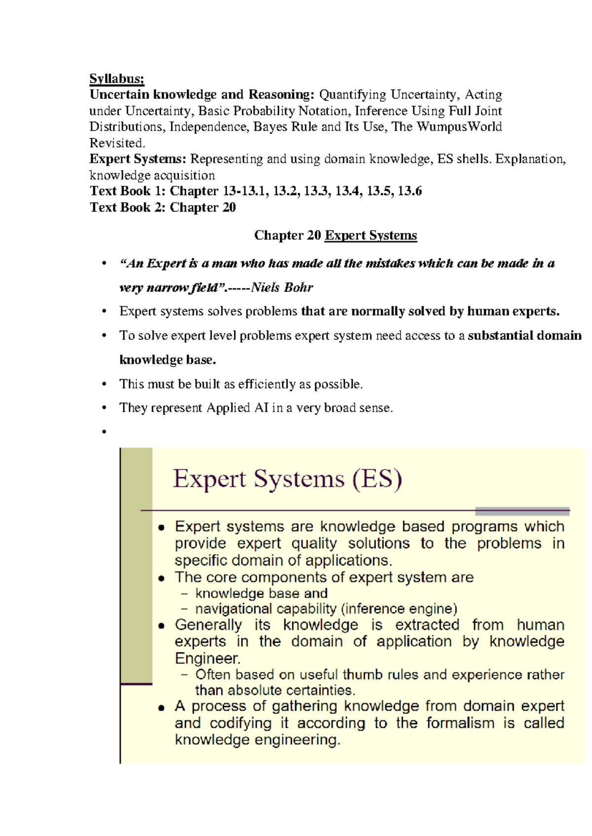 Module 5 Part 2: Expert Systems and Uncertainty in AI - Studocu