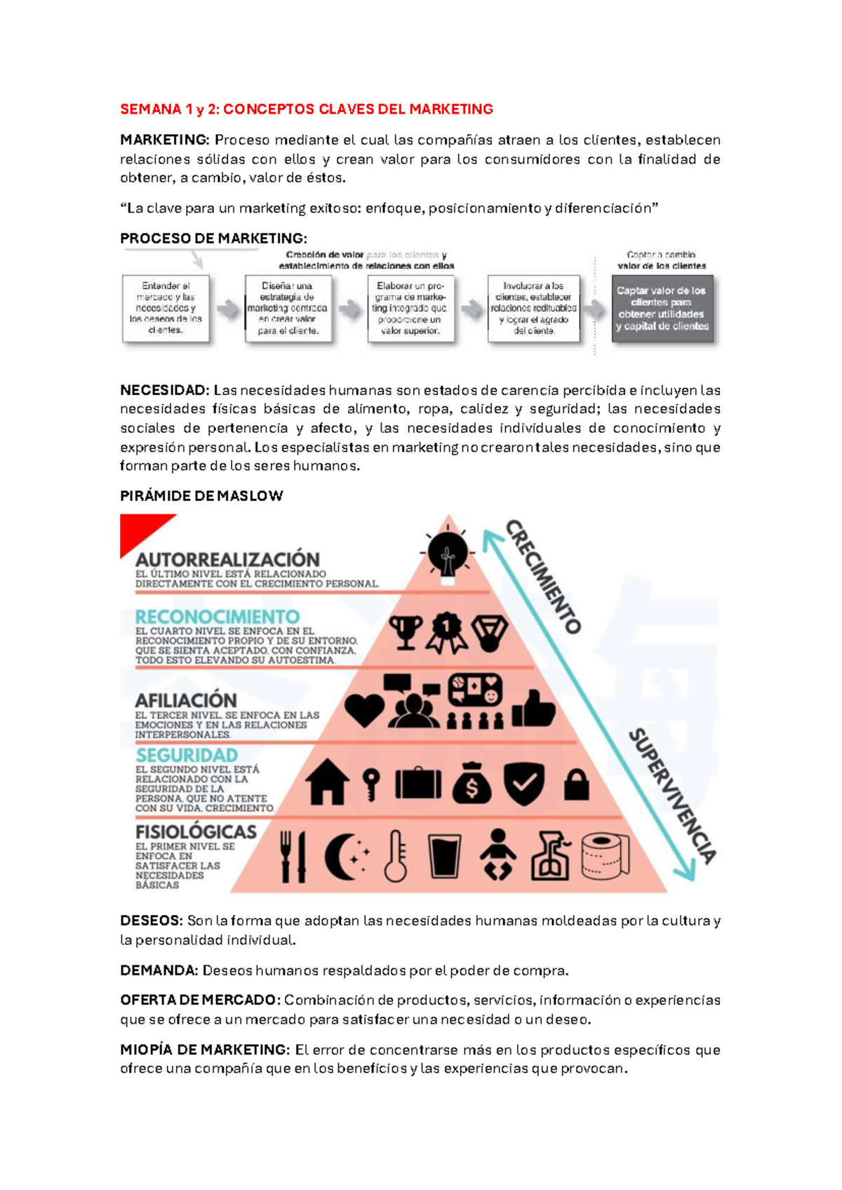 Marketing: Conceptos Claves para el Parcial (SEMANA 1 y 2) - Studocu
