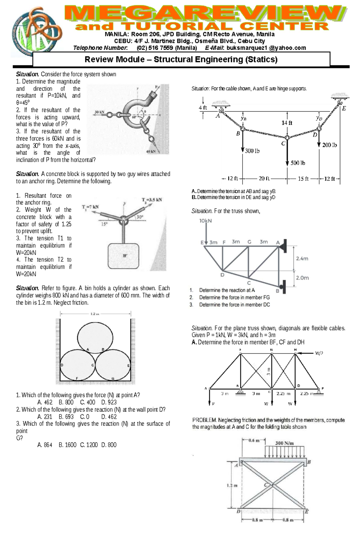 Statics Review Module: Force Systems and Equilibrium Analysis - Studocu