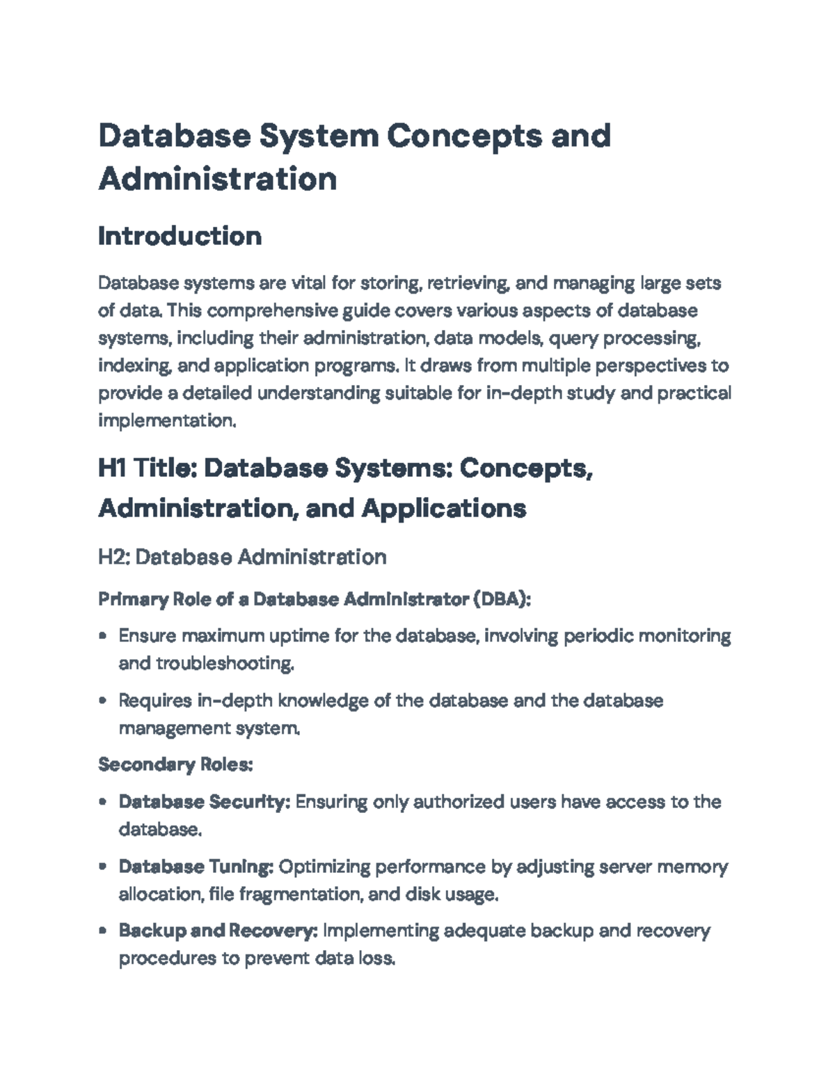 Database Systems: Concepts, Administration, and Applications Guide ...
