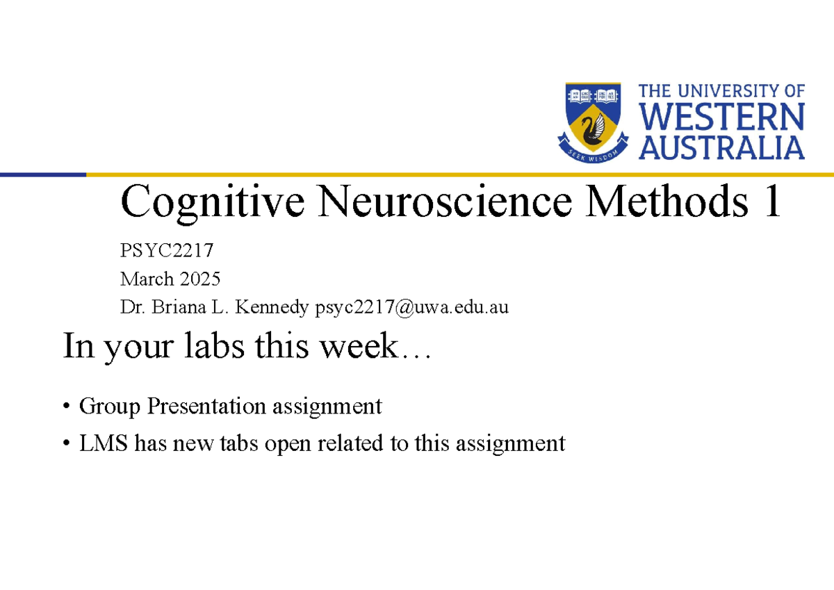 Cognitive Neuroscience Methods Overview - PSYC2217 Group Presentation ...