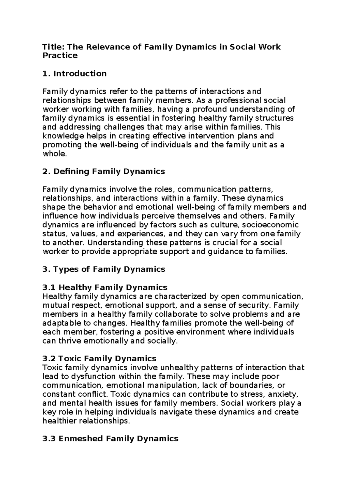 Family Script Social Work