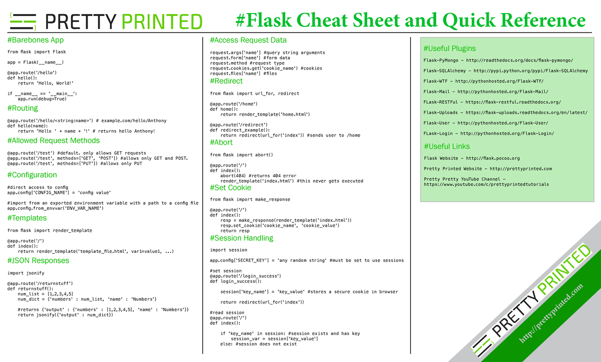 Flask Cheatsheet: Quick Reference Guide for App Development - Studocu