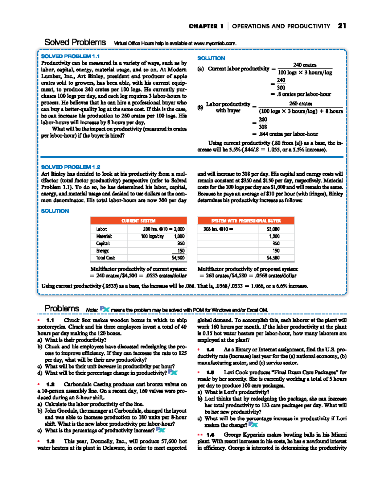 CHAPTER 1 OPERATIONS AND PRODUCTIVITY 21 Exercises on Solved Problems ...
