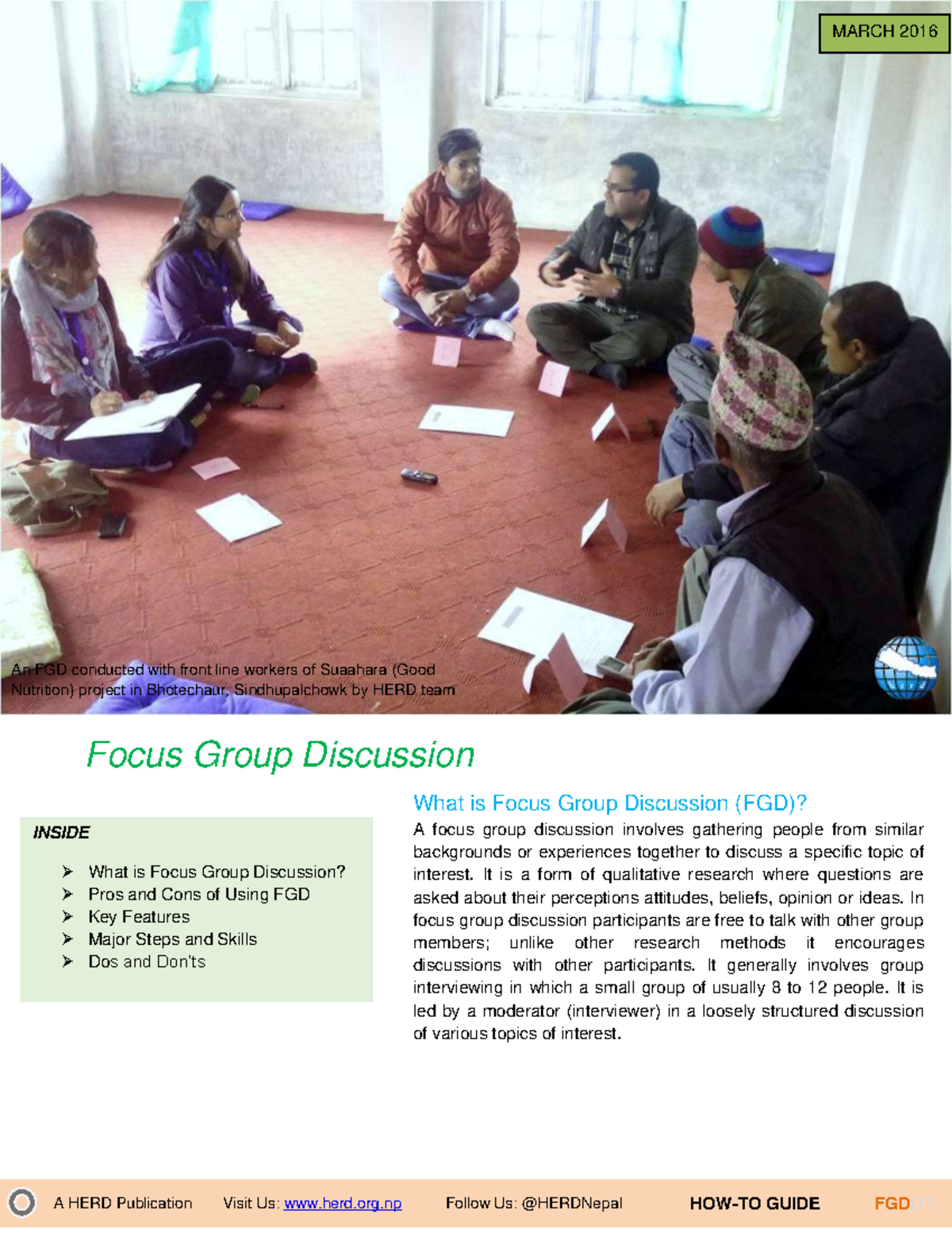 Focus Group Discussion - It is a form of qualitative research where ...