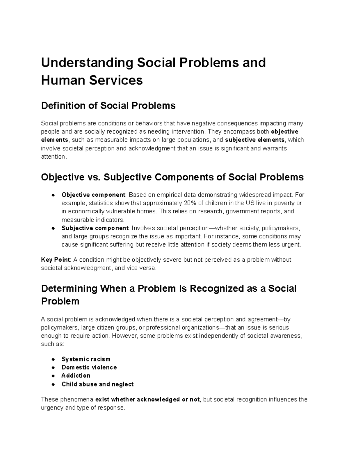 SOC 101: Understanding Social Problems and Human Services Overview ...