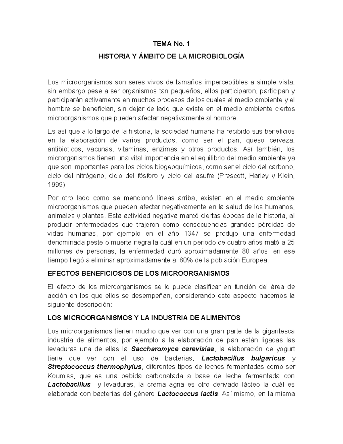 TEMA No. 1: Historia y Ámbito de la Microbiología - Studocu