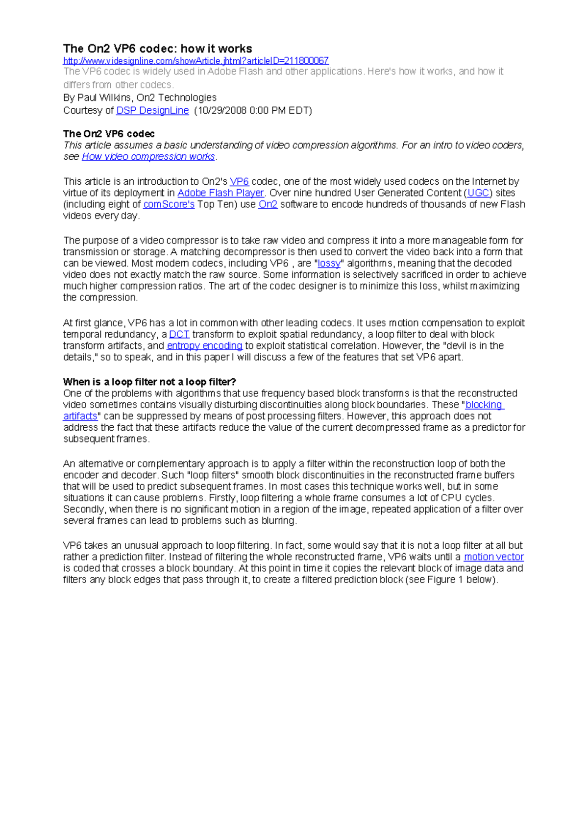 On2 VP6 Codec: An In-Depth Overview and Technical Analysis - Studocu