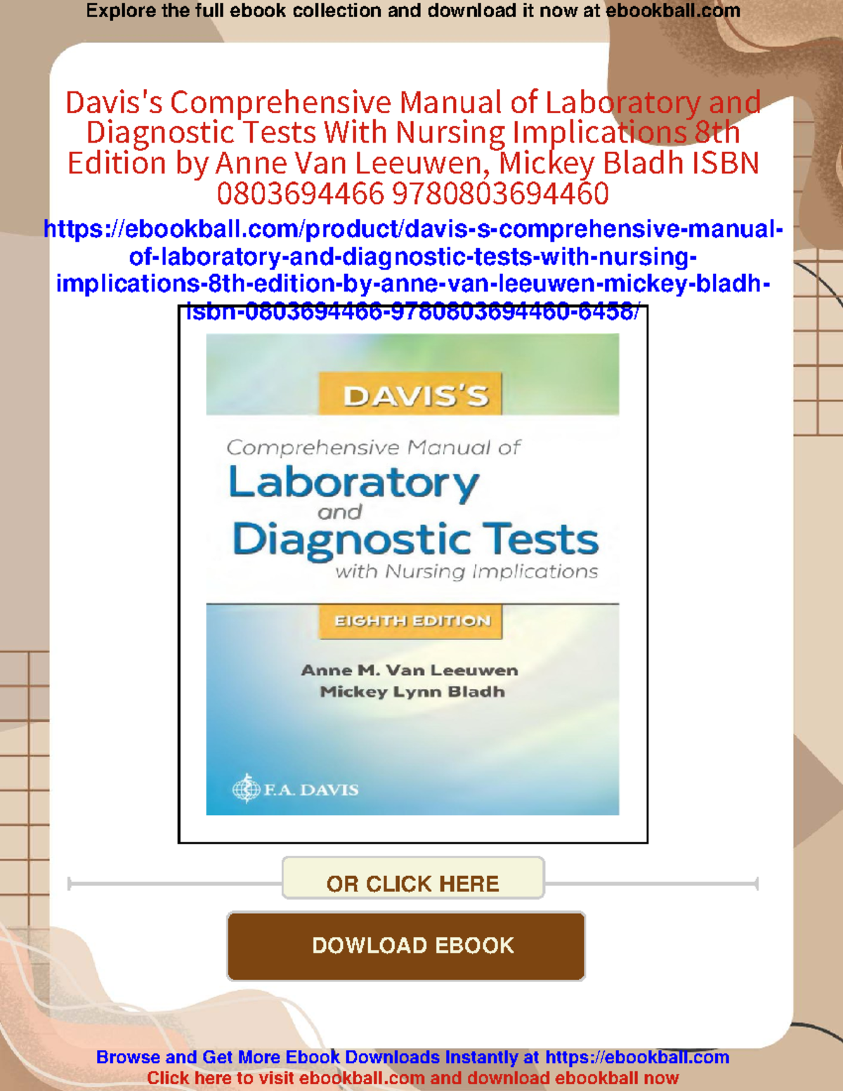 Davis's Comprehensive Manual of Lab & Diagnostic Tests: 8th Edition ...