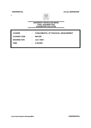 Cost and Management accounting - MAF251 - UiTM - Studocu