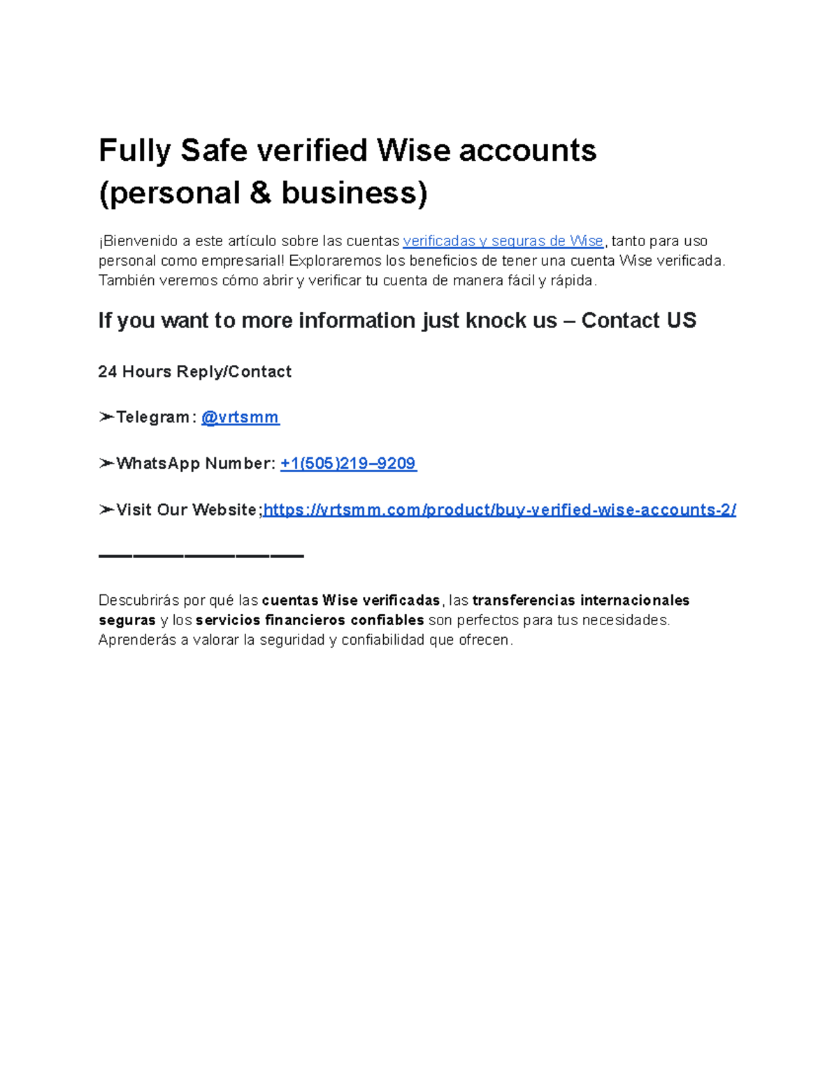 Fully Safe verified Wise accounts (personal & business) - Fully Safe ...