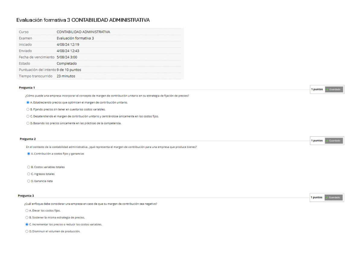 Evaluación Formativa 3: Margen de Contribución en Contabilidad Admin ...