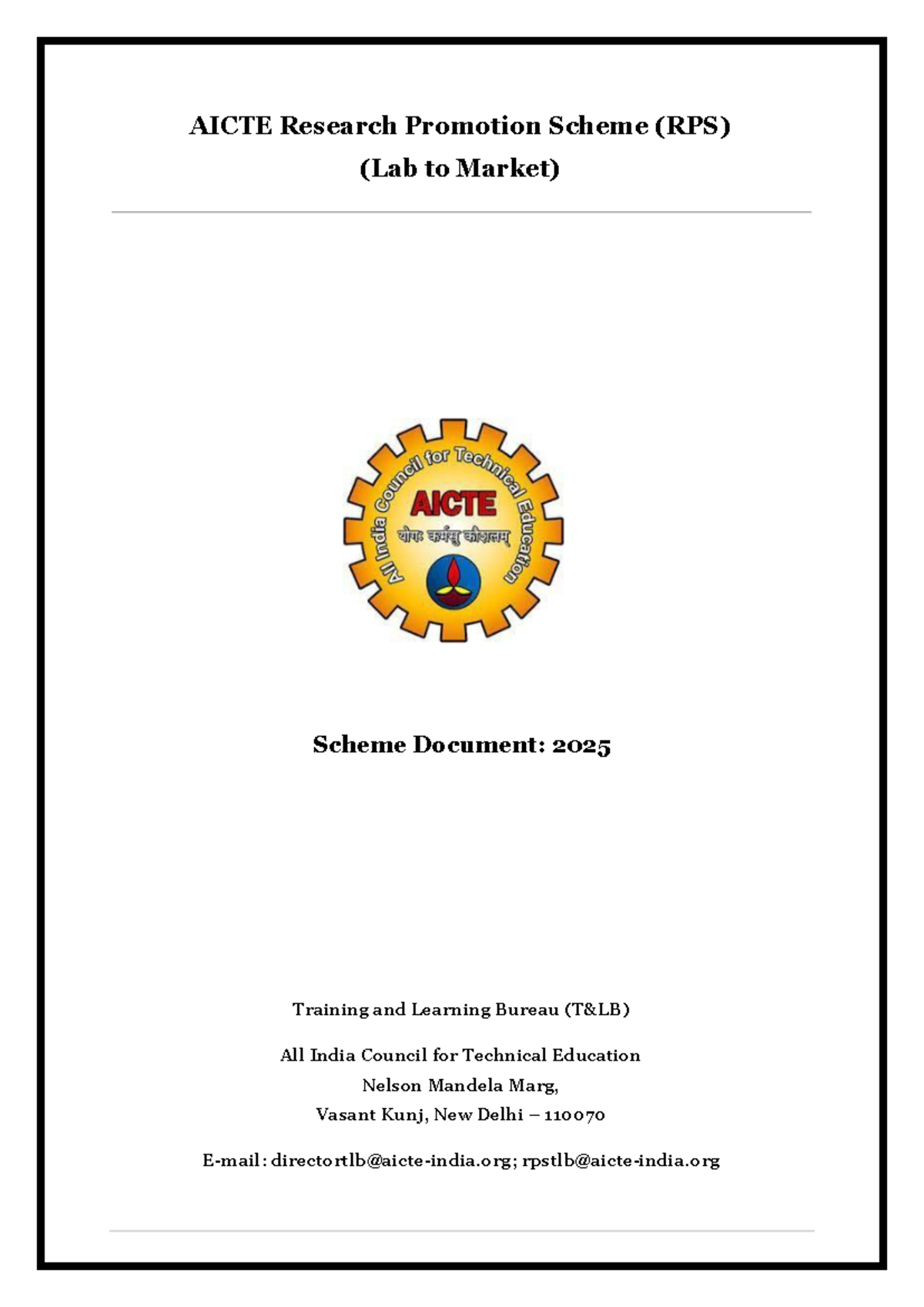 AICTE RPS Lab to Market Scheme Document: 2025 Overview and Guidelines ...