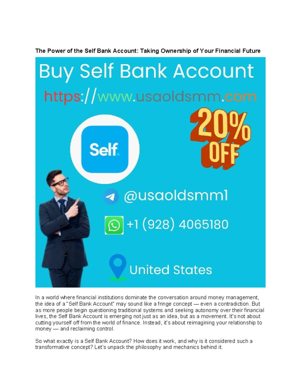 Self Bank Account: Empowering Your Financial Future - Studocu