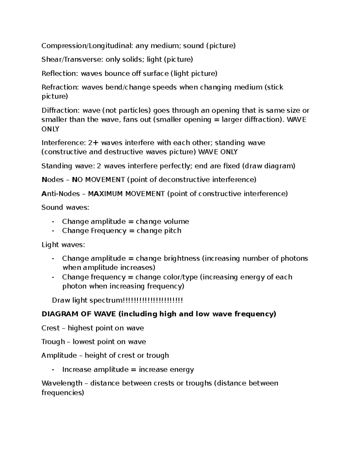 PHY S Exam 2 Review: Waves, Light, and Quantum Models Lecture Notes ...