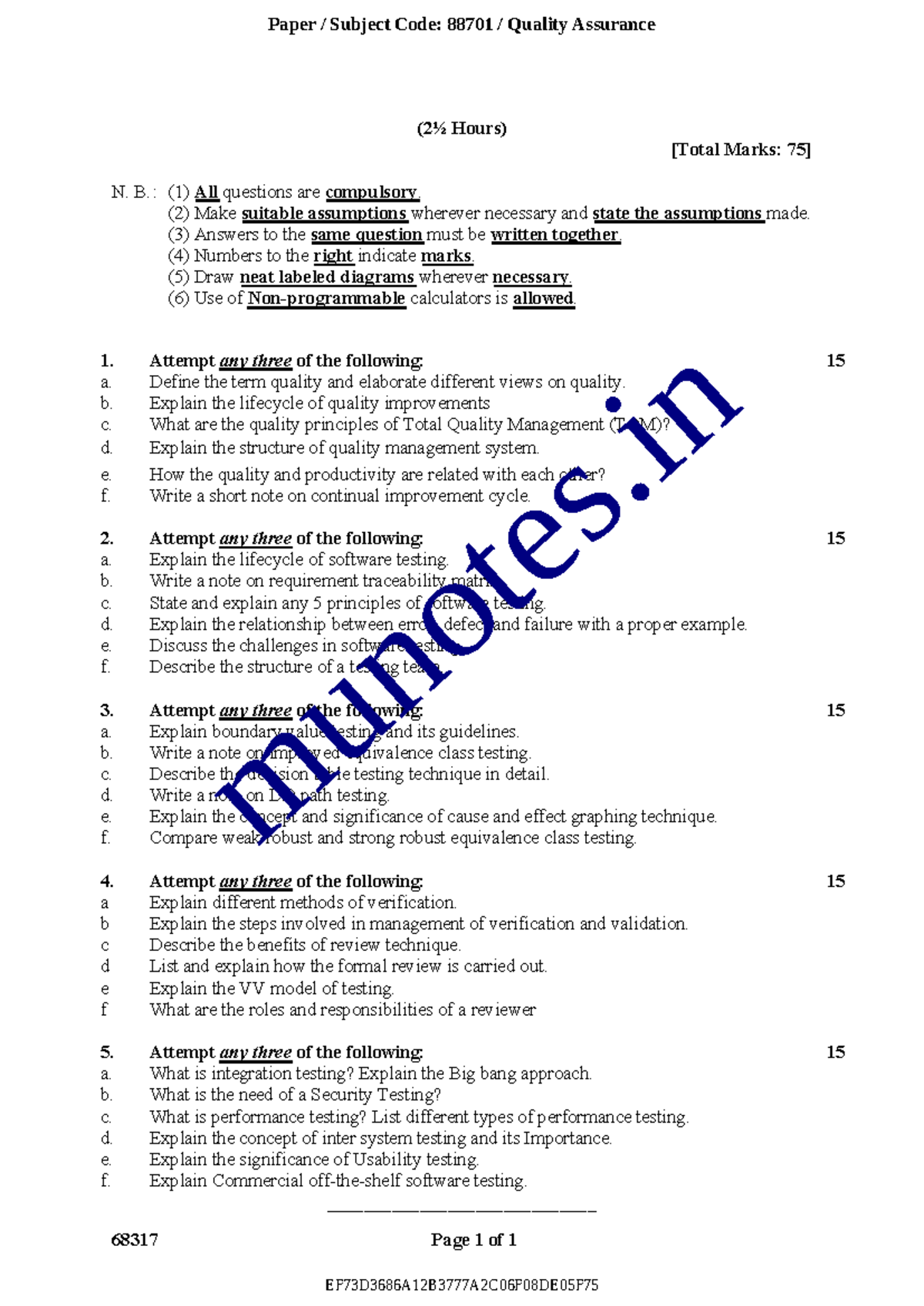 Tybsc IT SEM6 SQA APR19: Quality Assurance Exam Paper Guide - Studocu