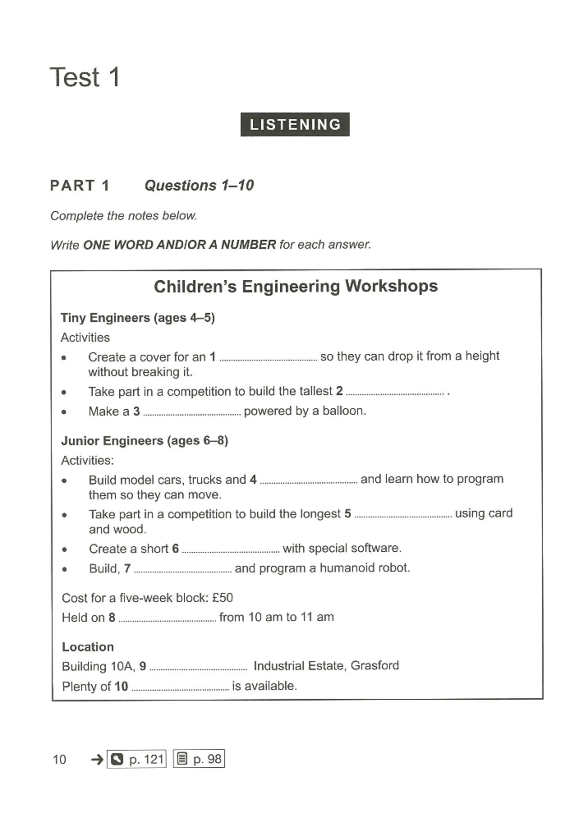 IELTS General Training Test 1 Listening & Reading Practice - Studocu
