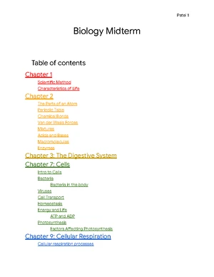 Biology BIOL101 Midterm Study Guide and Key Concepts - Studocu