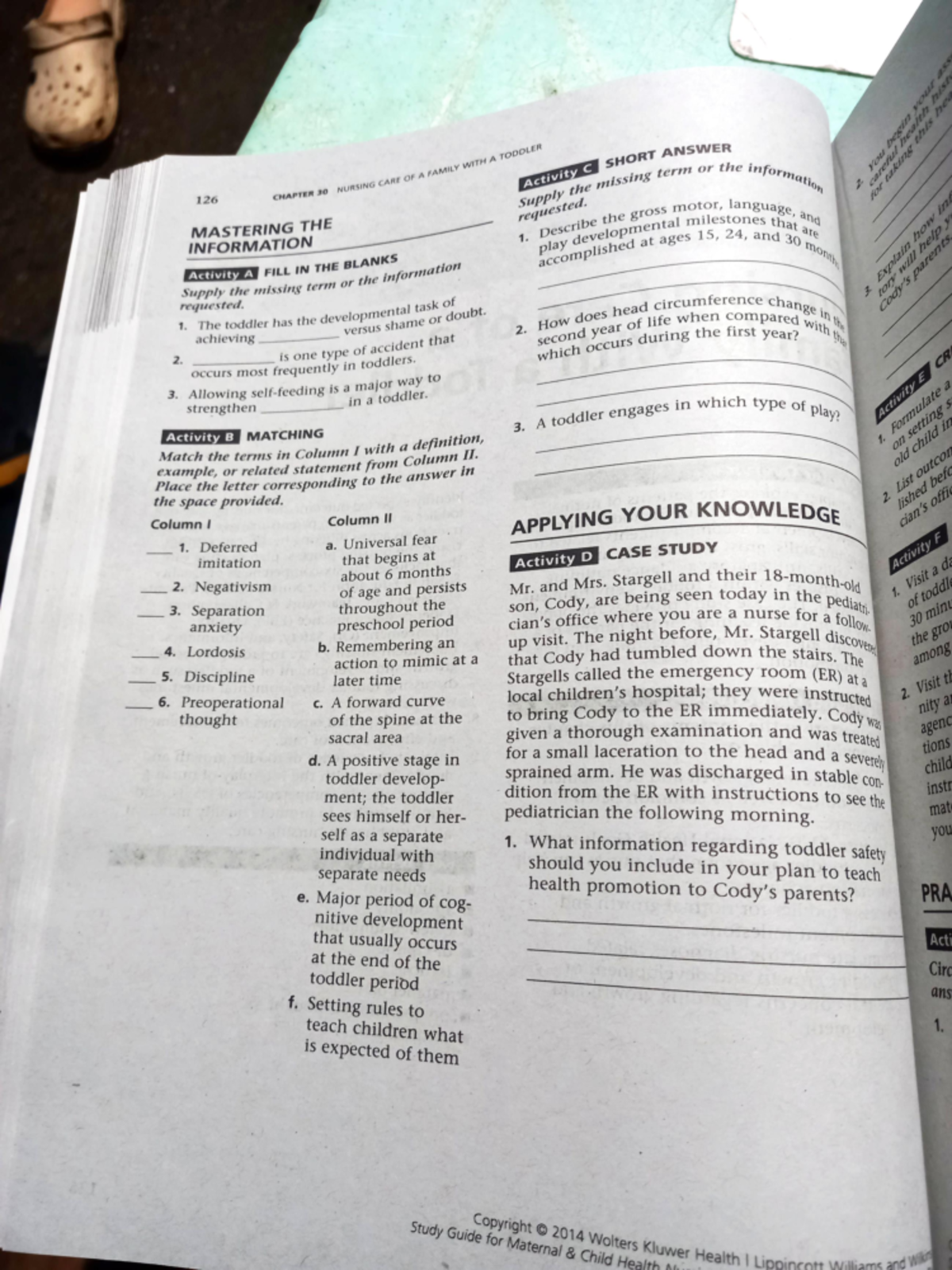 30 - Nur 192 - Activity C SHORT ANSVER CAPTER 30 NURSING CARE OE A ...