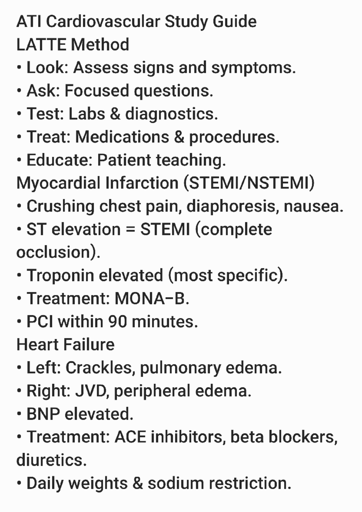ATI Cardiovascular Study Guide: LATTE Method & Key Conditions - Studocu