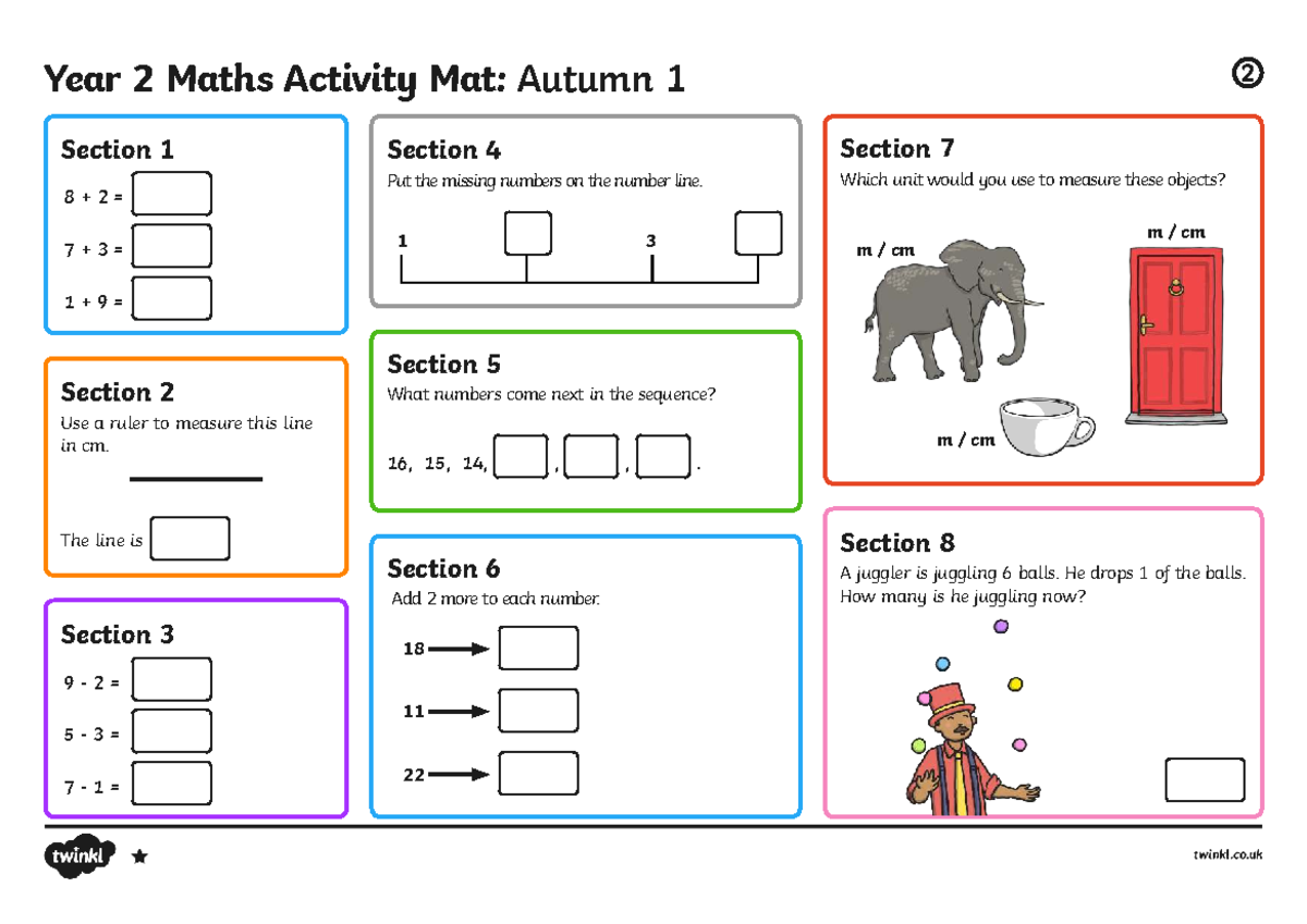 Year 2 Maths Activity Mat: Autumn 1 - Sections & Answers - Studocu