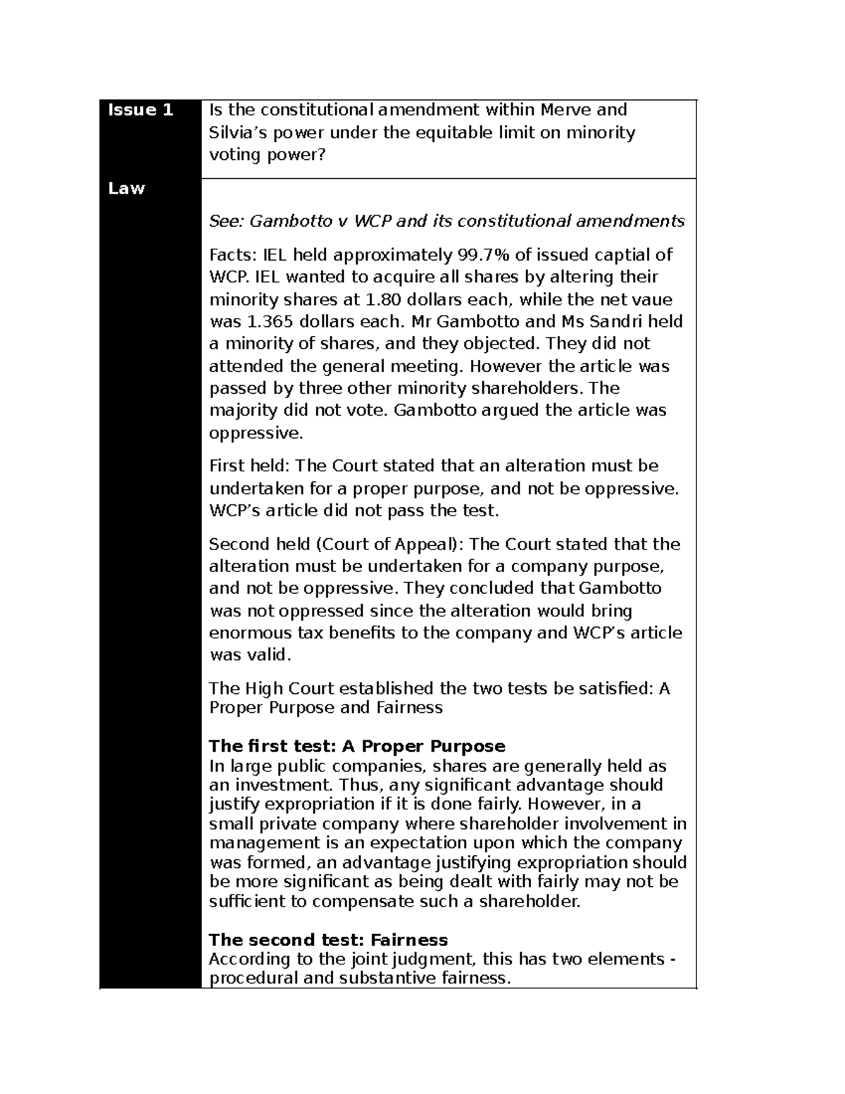LAWS3100 Tutorial 5 notes - Issue 1 Is the constitutional amendment ...