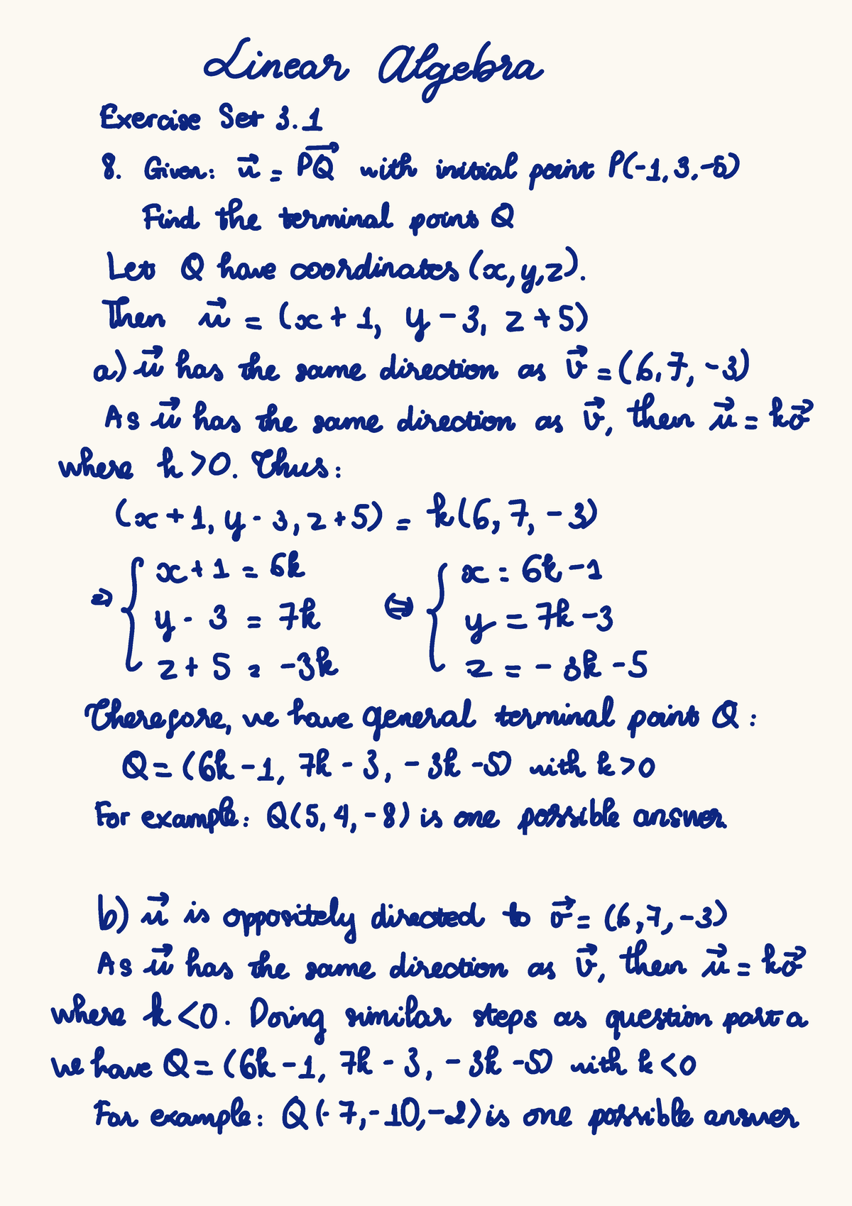 Homework 1: Linear Algebra Exercise Set 3.1 & 3.2 Solutions - Studocu