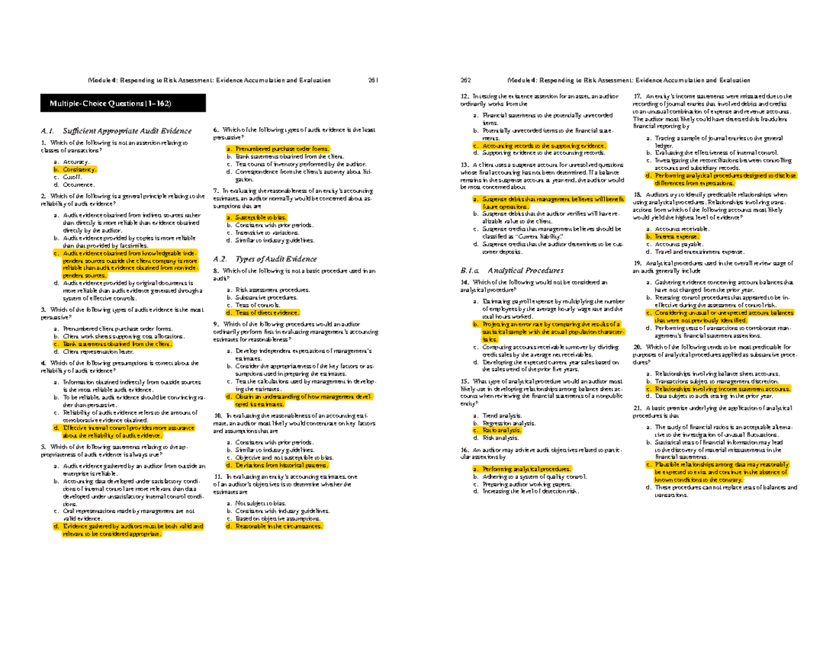 Wiley 4: Risk Assessment and Evidence Evaluation Study Guide - Studocu