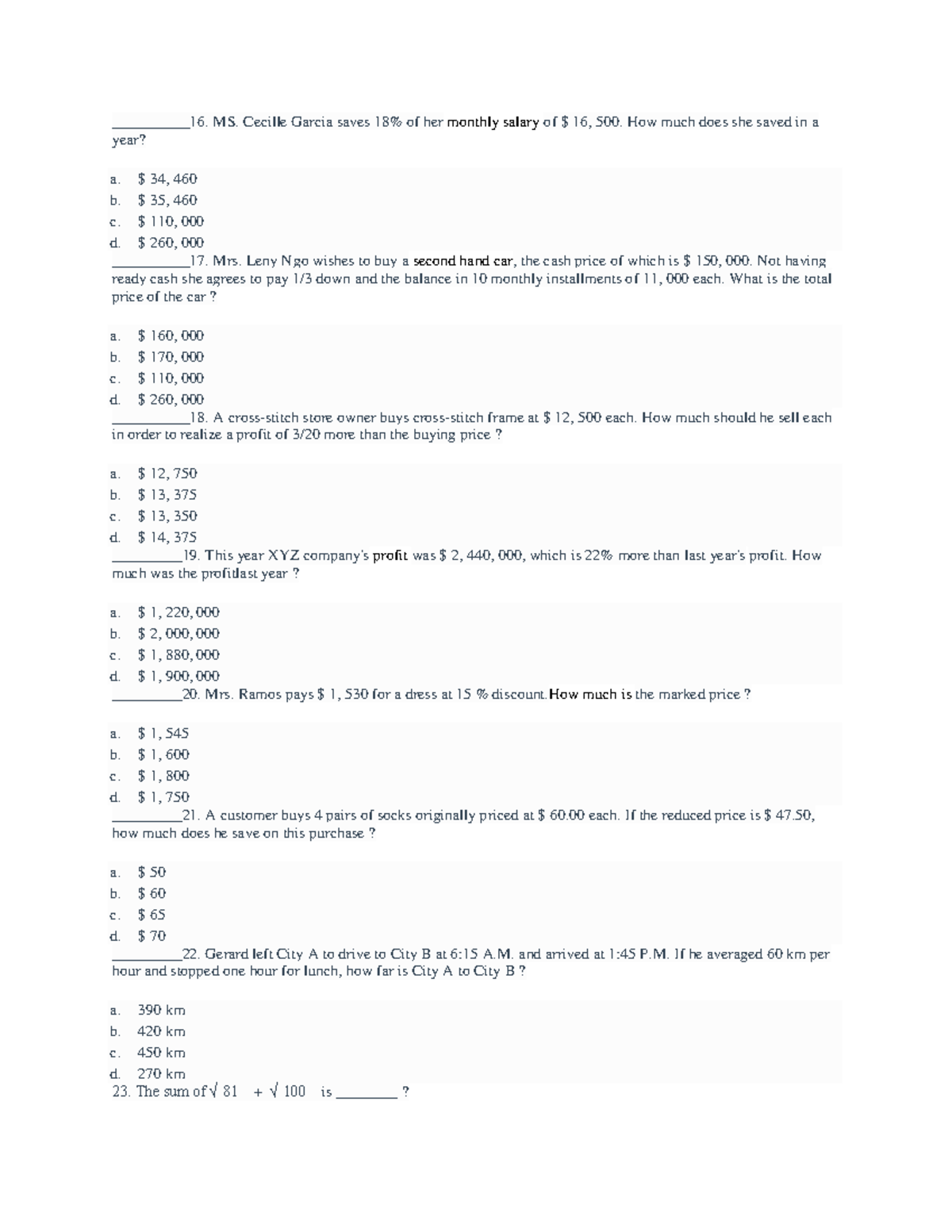 Numerical Reasoning Practice (255 Qs & As) - MS 11 - Studocu