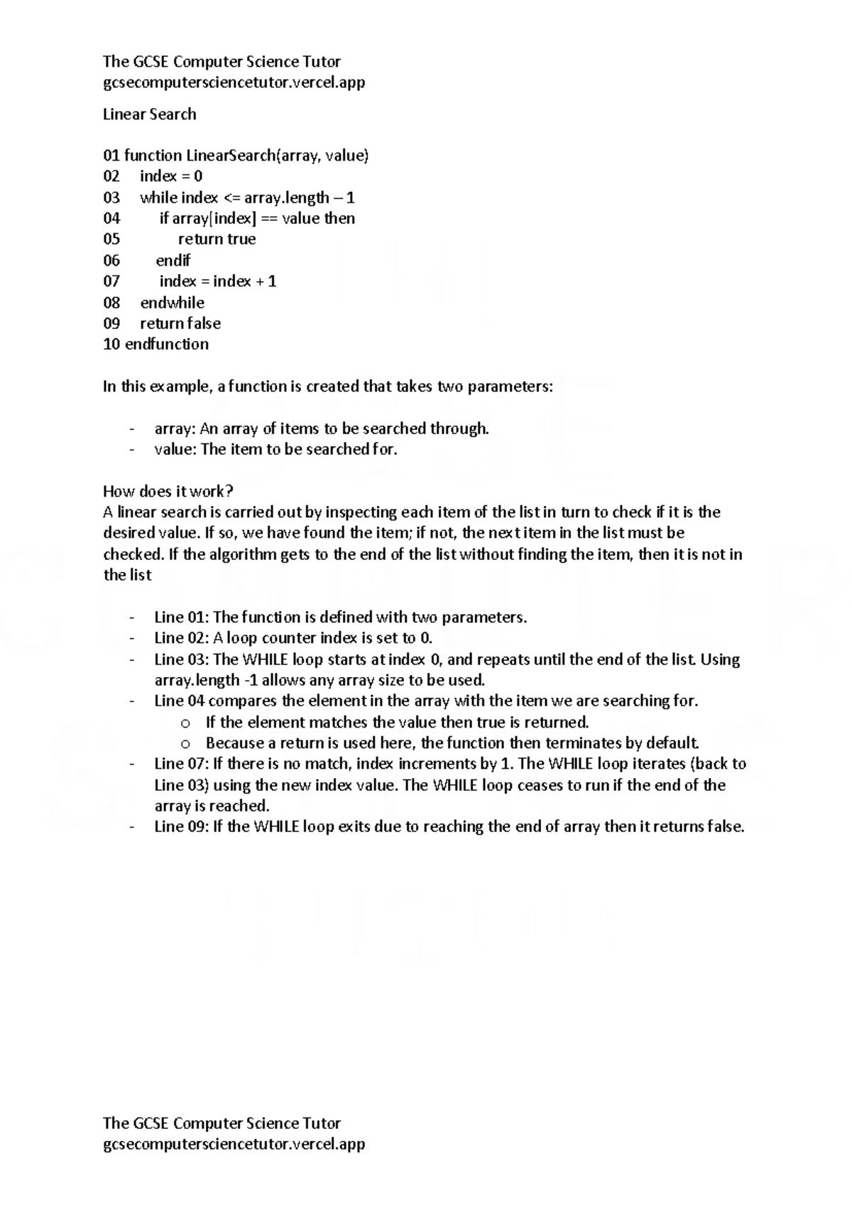 CS Paper 2 - Linear and Binary Search Algorithms Explained - Studocu