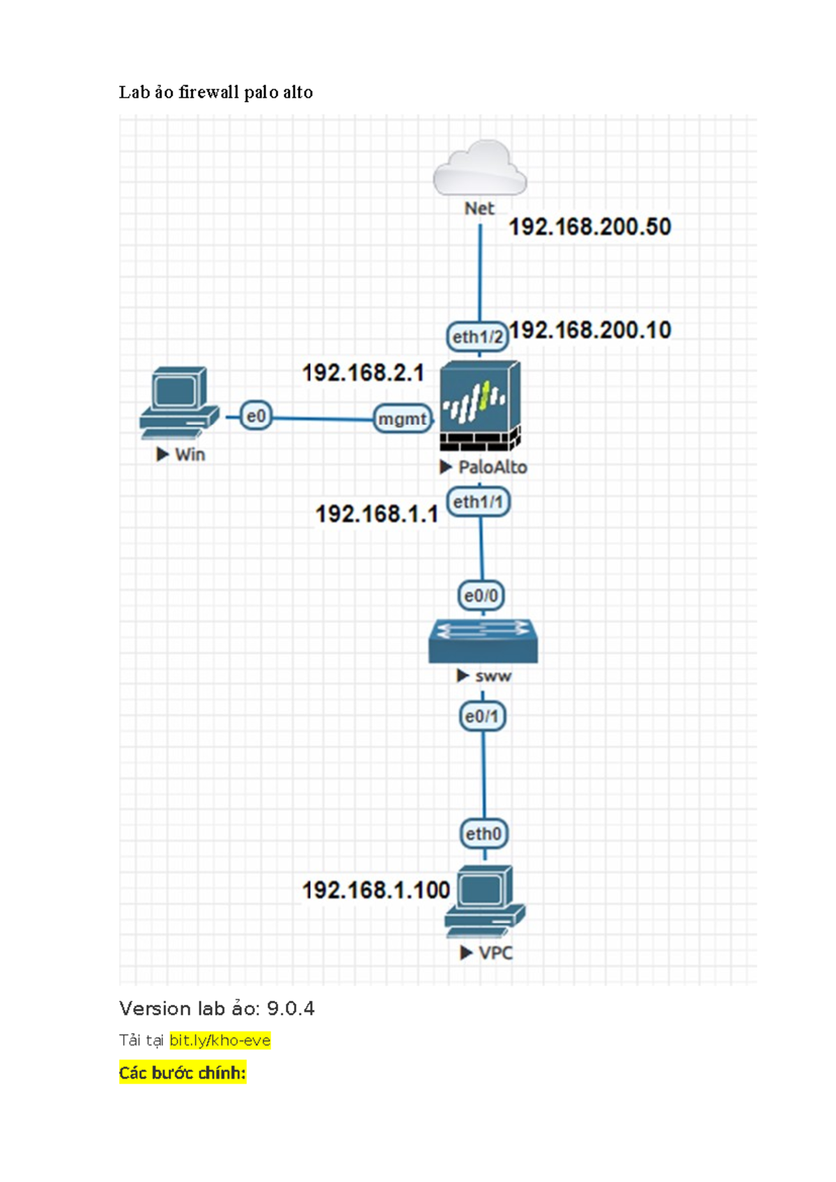 Lab 09: Cấu Hình Firewall Palo Alto Ảo và Kiểm Tra Kết Nối - Studocu