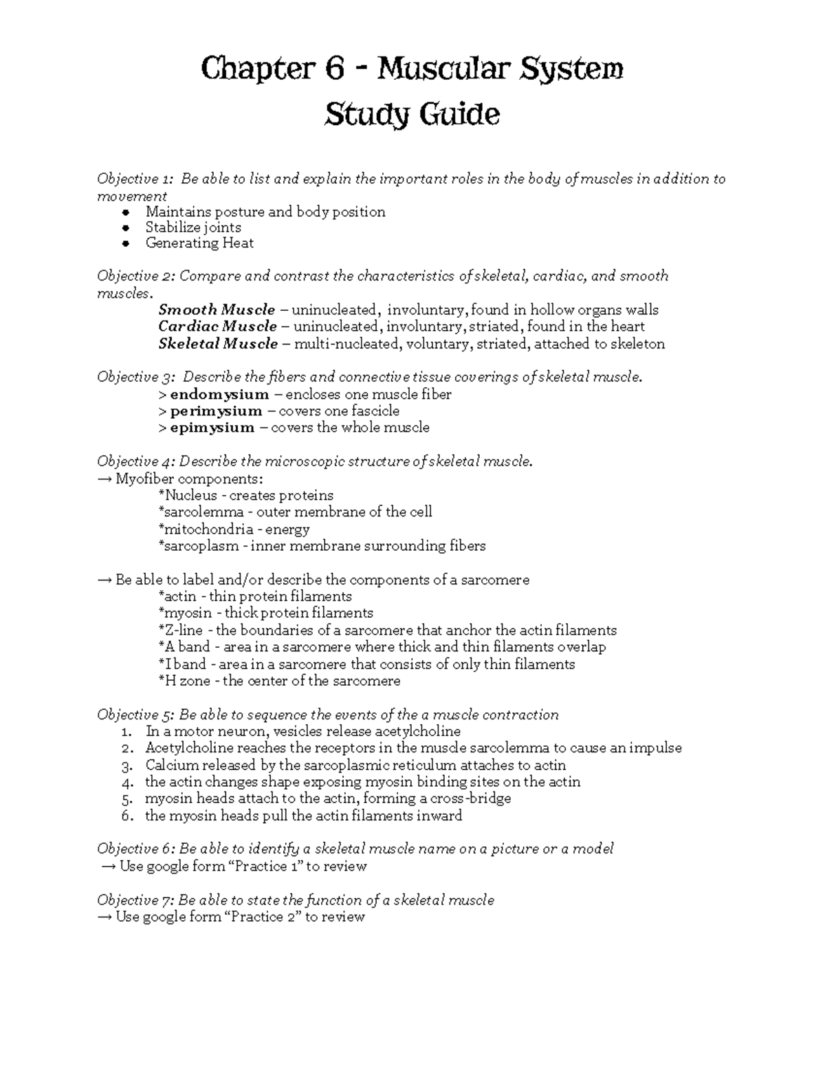 Chapter 6 - Muscular System Study Guide - Studocu