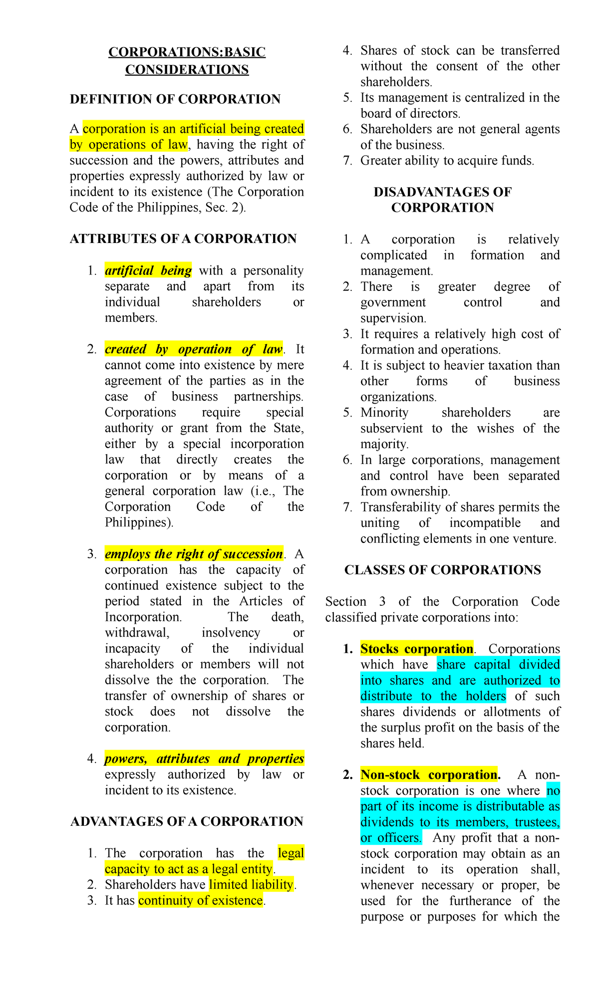 Module 9: Corporations - Key Considerations and Attributes - Studocu