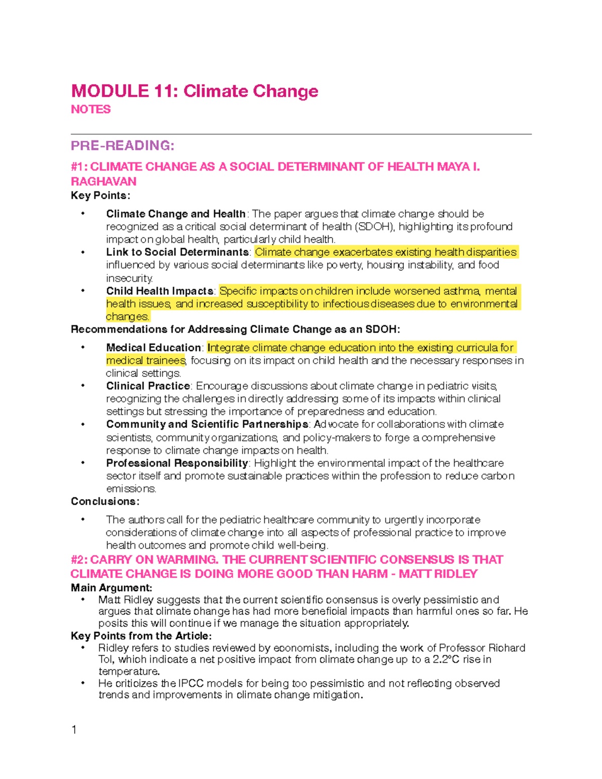 Module 11: Climate Change as a Social Determinant of Health Notes - Studocu