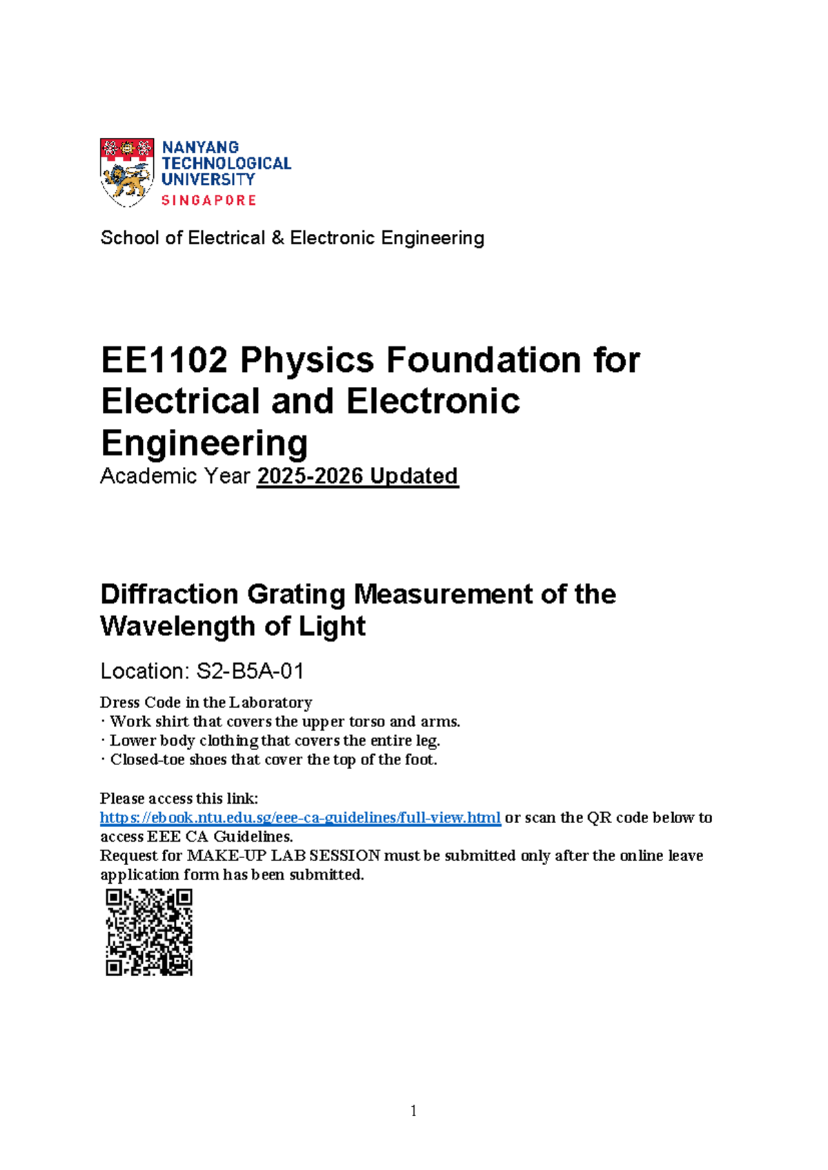 EE1102 Lab Manual: Diffraction Grating & Wavelength Measurement - Studocu