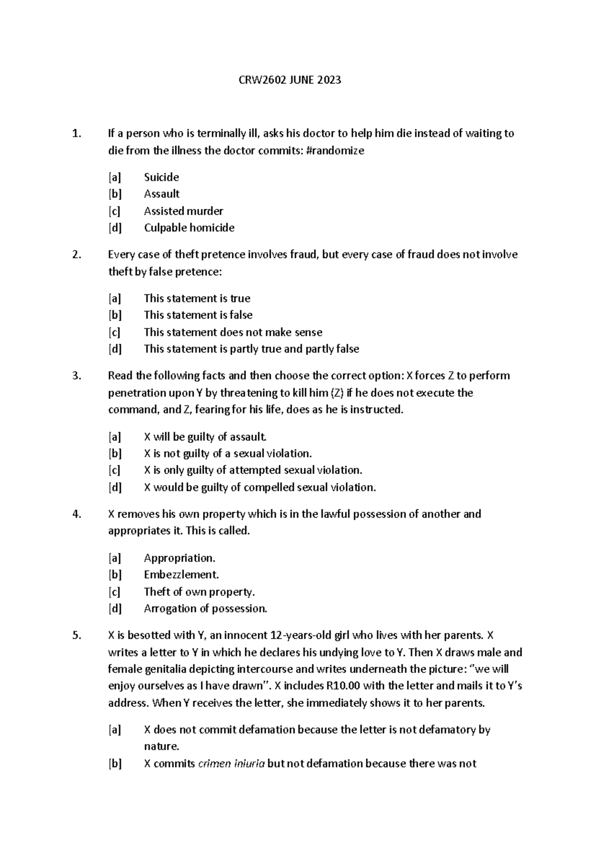 CRW2602 Exam Questions & Answers - June 2023 Edition - Studocu