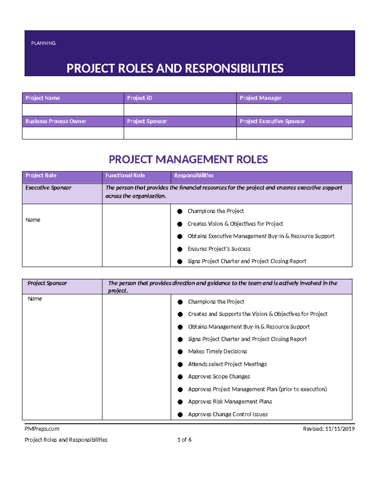 P-1+Roles+and+Responsibilities+Document - PLANNING PROJECT ROLES AND ...