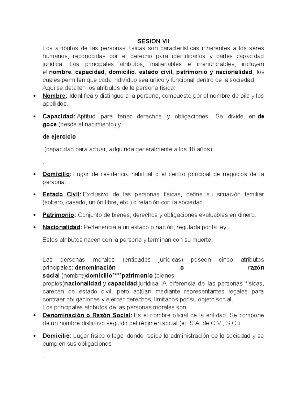 Sesion VII: Atributos de las Personas Físicas y Morales en Derecho ...