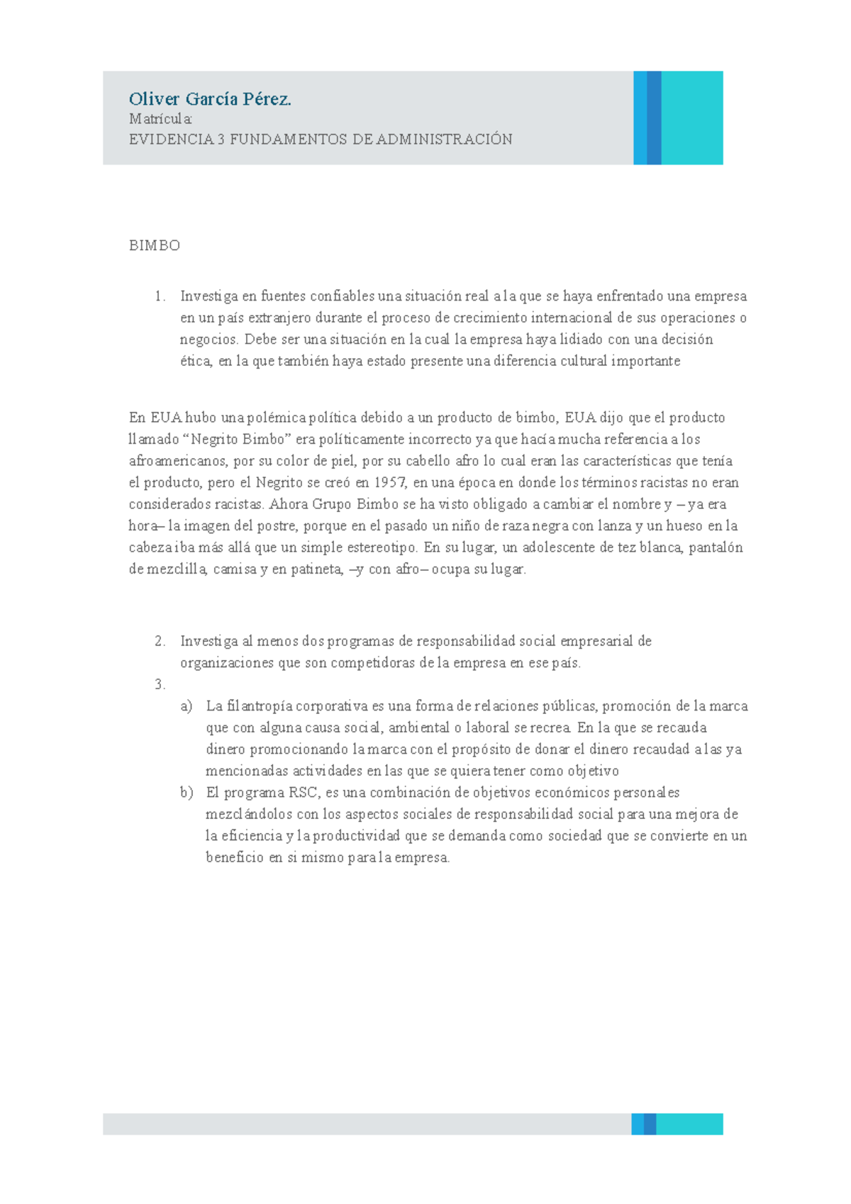 Evidencia 3 Fundamentos de administración - Oliver García Pérez ...