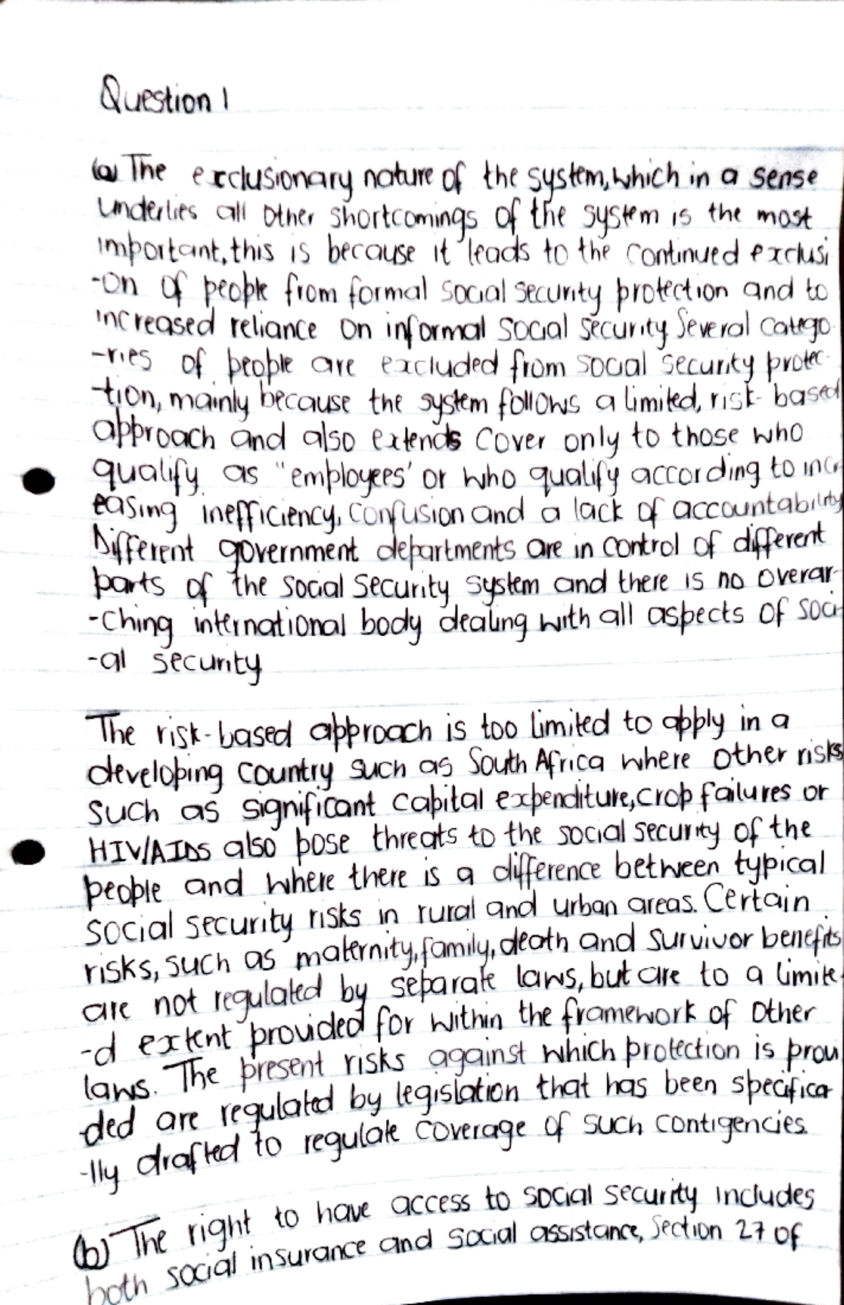 SSL 22-10-2024 - Revision Notes on Social Security Systems in SA - Studocu