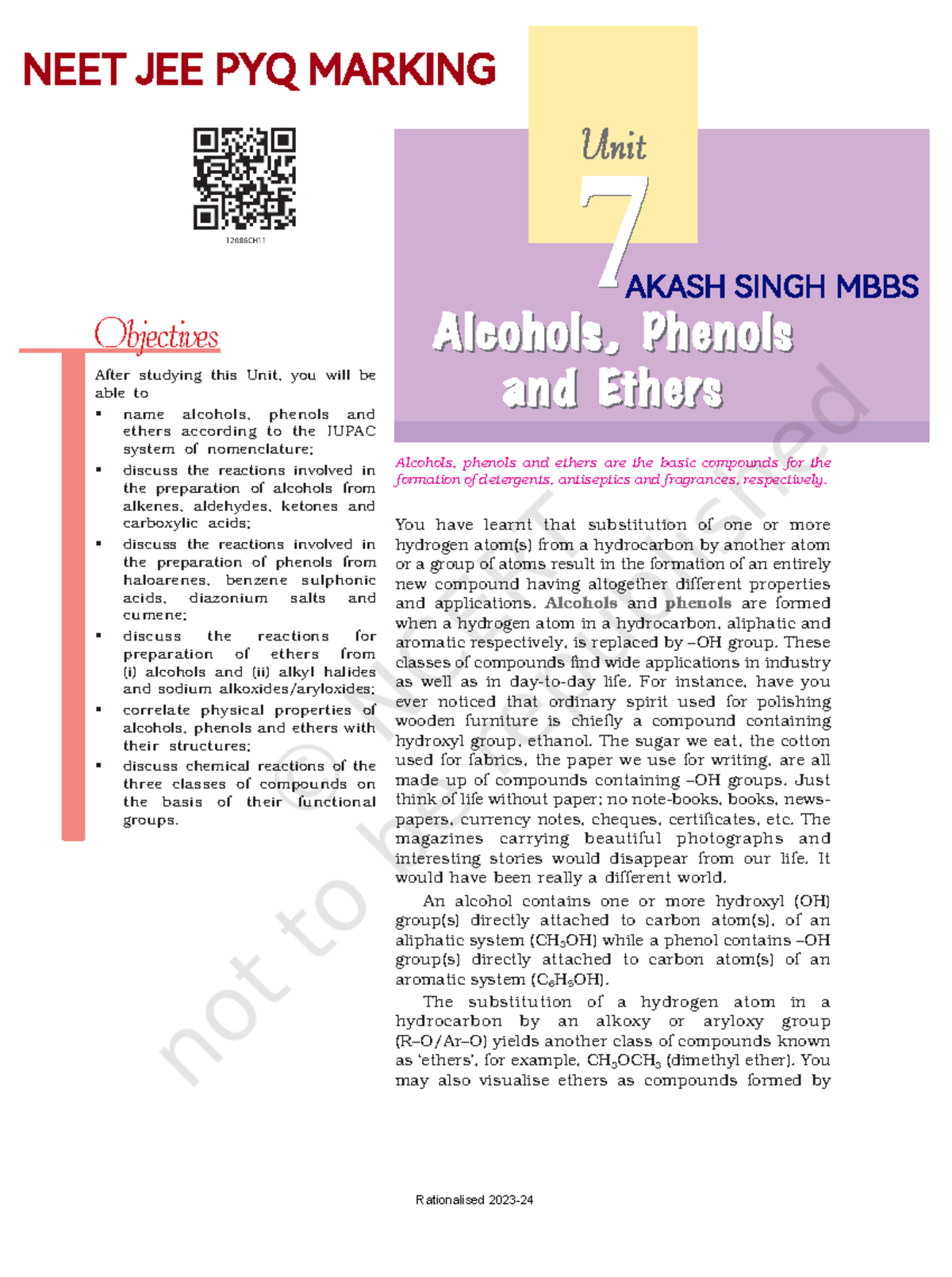 PYQ Marking Alcohol Phenol AND Ether [ Akash Singh 250327 082217 ...