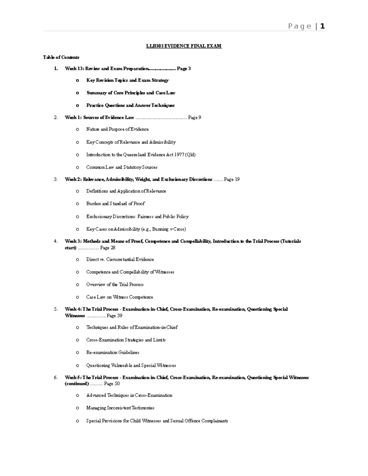 LLB303 Evidence Final Exam: Comprehensive Review and Key Concepts - Studocu