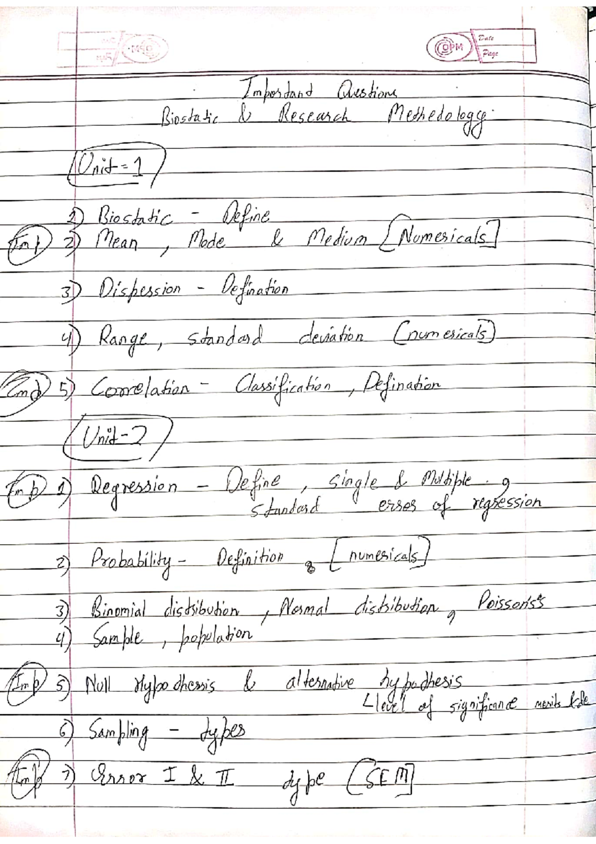 BP-801 - Important Questions on Biostatistics Research Methodology ...
