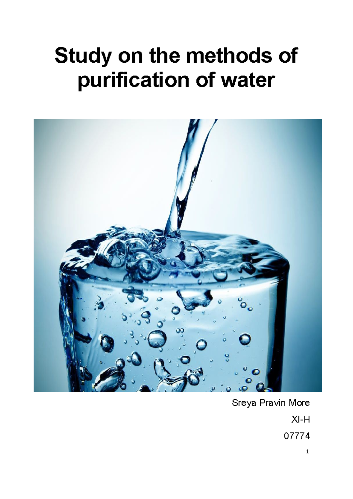 531223456 Study on Water Purification Methods and Their Importance ...
