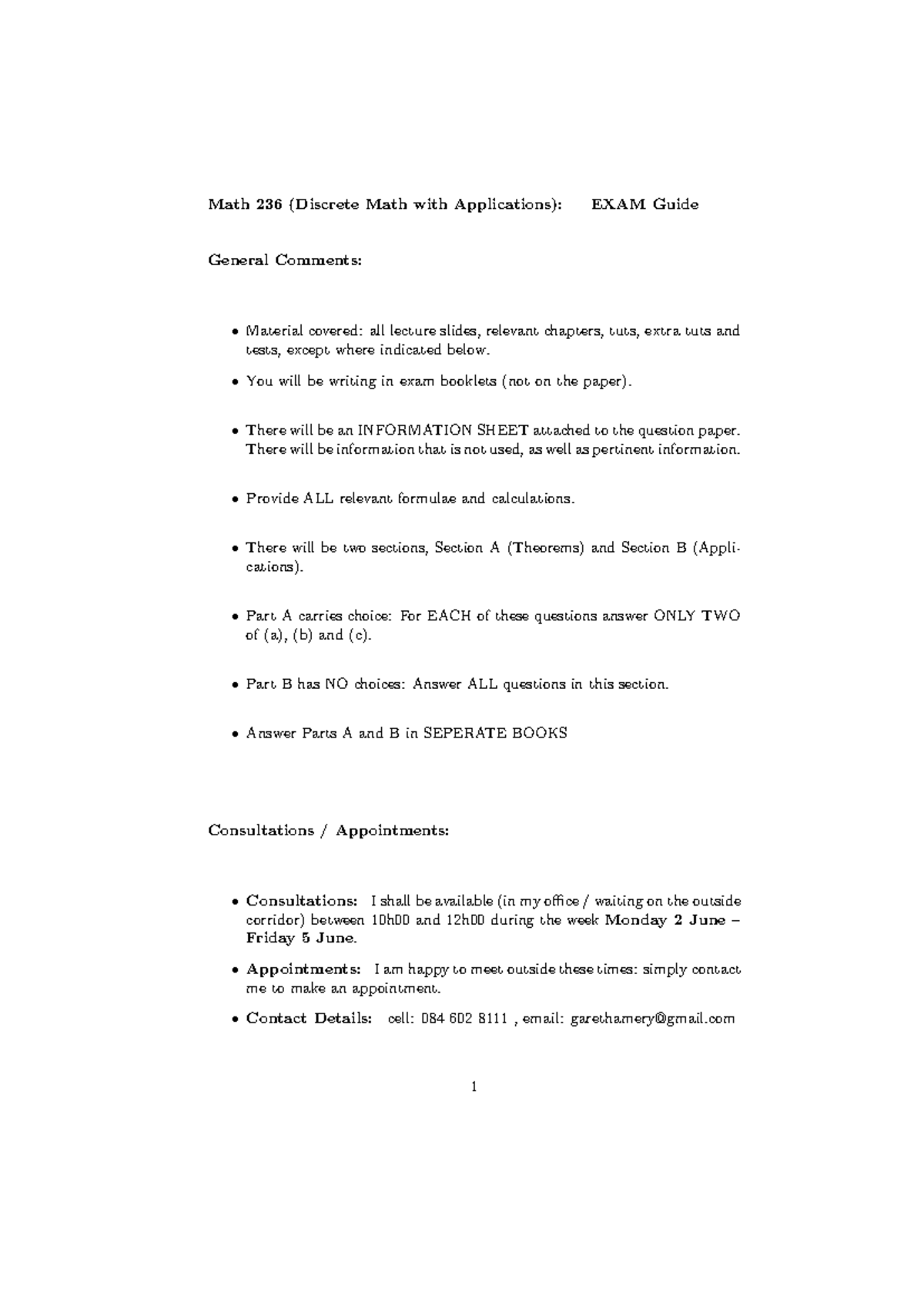 Math 236: Discrete Math with Applications - 2015 Exam Guide - Studocu