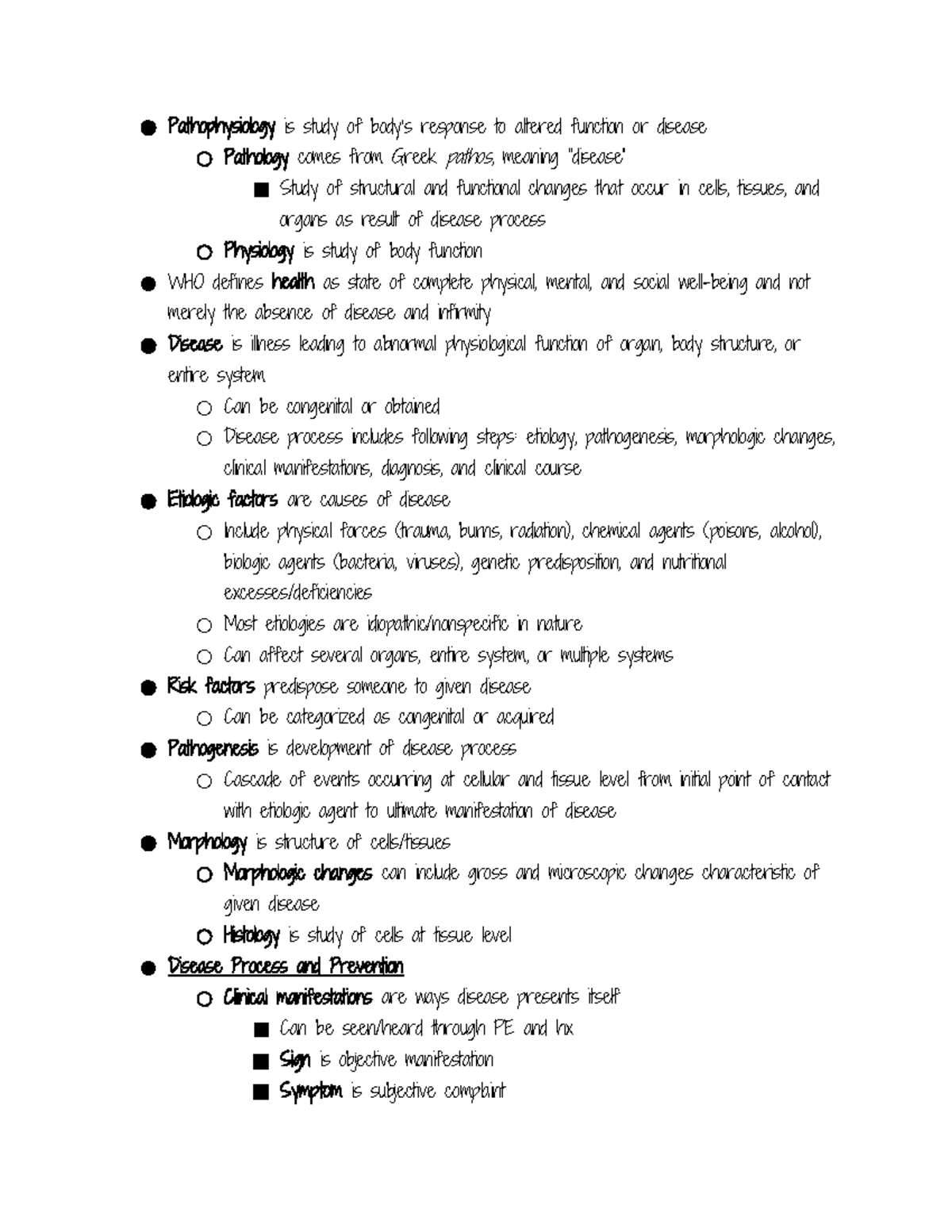 Intro to Pathophysiology - Pathophysiology is study of body’s response ...