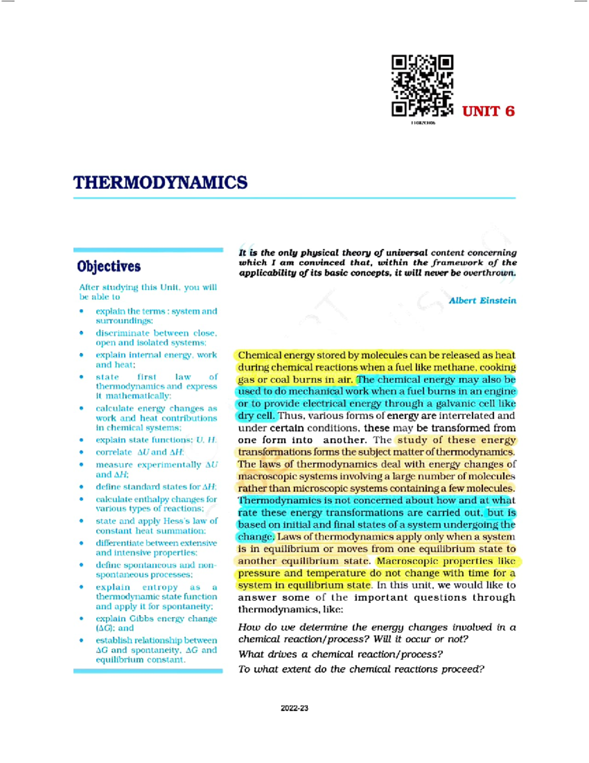 UNIT 6 11082CH06 THERMODYNAMICS: Key Concepts and Applications - Studocu