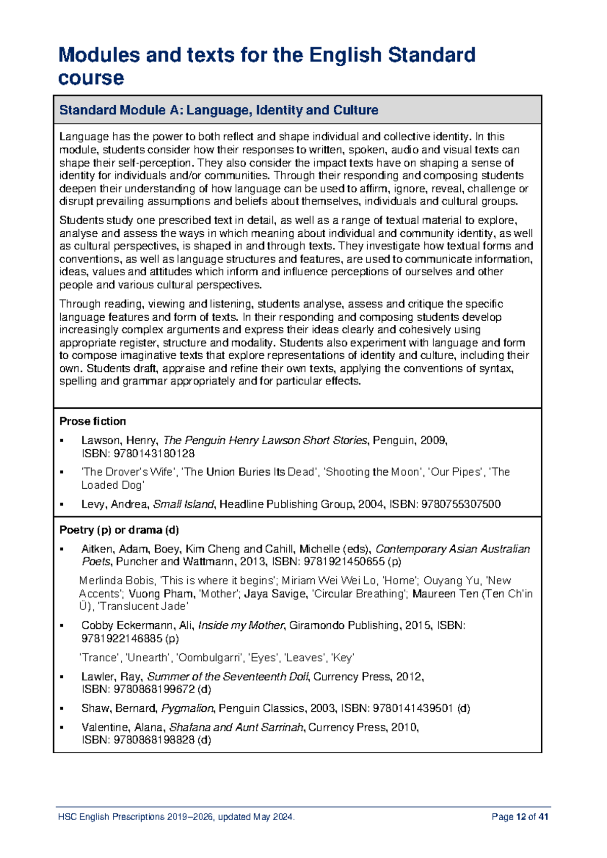 HSC English Standard Module A: Language, Culture & Identity Rubric 2026 ...